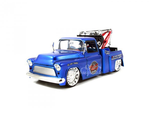 Chevy Stepside Tow Truck 1955 azul. Escala 1:24