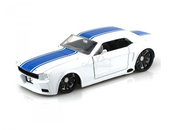 Ford Mustang 1965 blanco con rayas azules. Escala 1:24